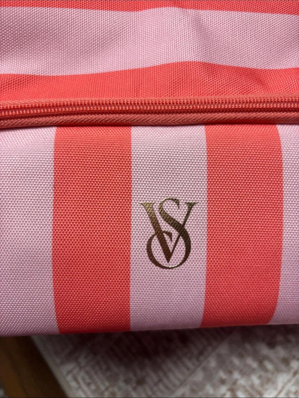 Victoria's Secret Pink and Coral Striped Backpack - Picture 2 of 7